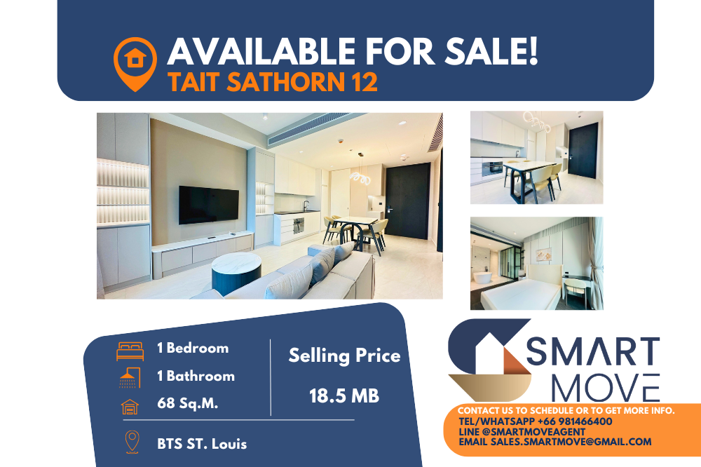 For SaleCondoSathorn, Narathiwat : ⚡️⚡️Sale with tenant !! ⚡️⚡️Code C20230600051.......Tait Sathorn 12, 1 bedroom, 1 bathroom, city view, South Facing, high floor 18+, furnished, Special Deal!!📢📢