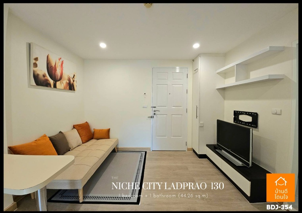 For SaleCondoLadprao101, Happy Land, The Mall Bang Kapi : Don't miss The Niche City Lat Phrao 130 (44.26 sq m.) 1 bedroom, fully furnished, ready to move in, near the Yellow Line, Lat Phrao 101