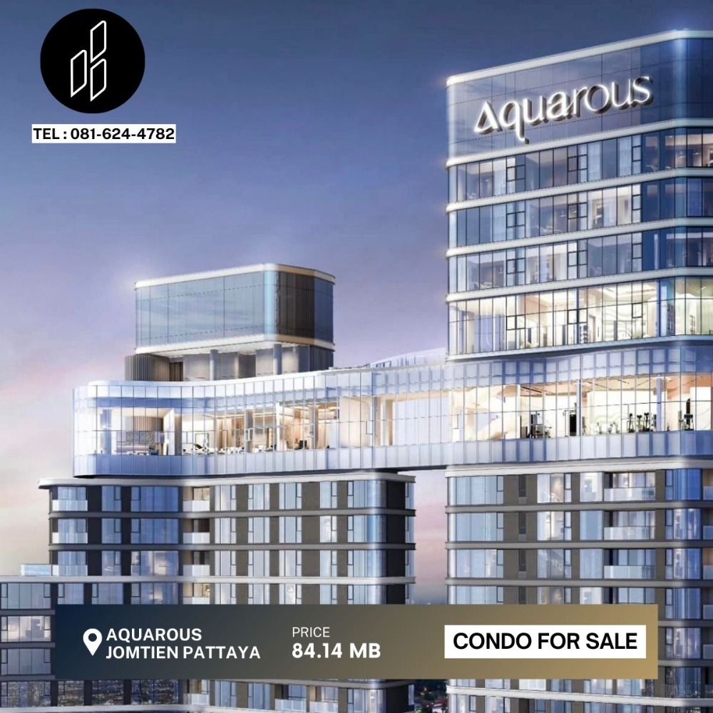 For SaleCondoPattaya, Bangsaen, Chonburi : For sale Aquarous Jomtien Pattaya, Penthouse size, 3 bedrooms, 4 bathrooms, 315.9 sq.m. DBC-2-D149