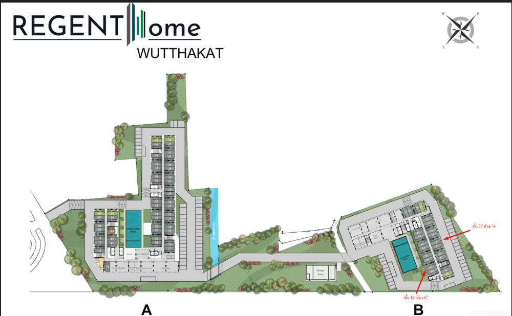 ขายดาวน์คอนโดท่าพระ ตลาดพลู วุฒากาศ : ขายดาวน์ Regent Wuttakat ตึก B  ชัั้น18 และ ชั้น22