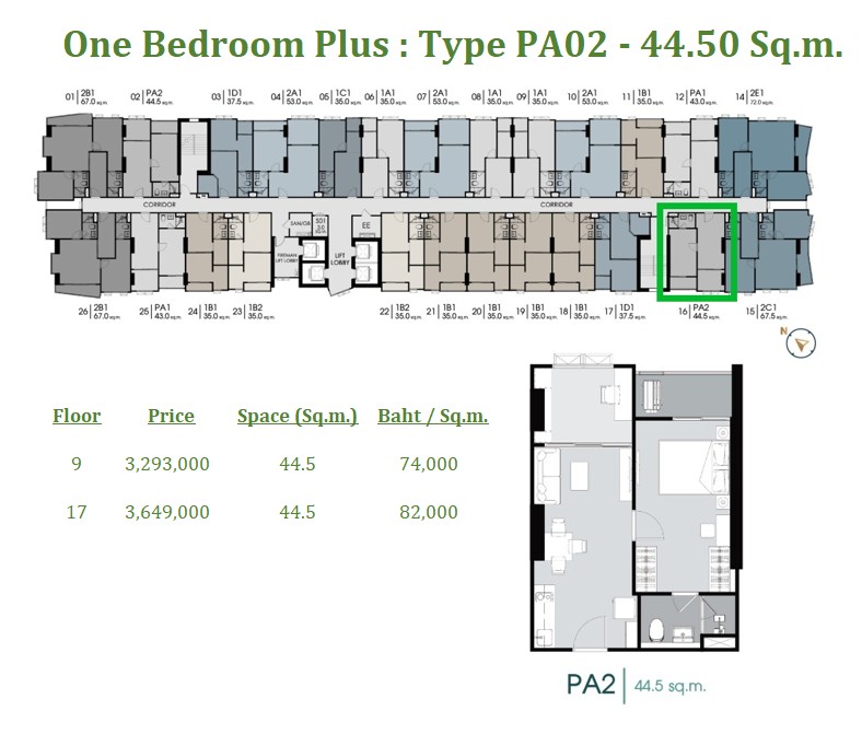 ขายดาวน์คอนโด : ตารางเมตรละ 74,000 บาท มีอยู่จริง!!!   ห้องสวย ไม่มีตำหนิ - One Bedroom Plus ห้องที่คุ้มค่าที่สุด Type PA2 ตำแหน่งวิวใกล้โค้งแม่น้ำเจ้าพระยา