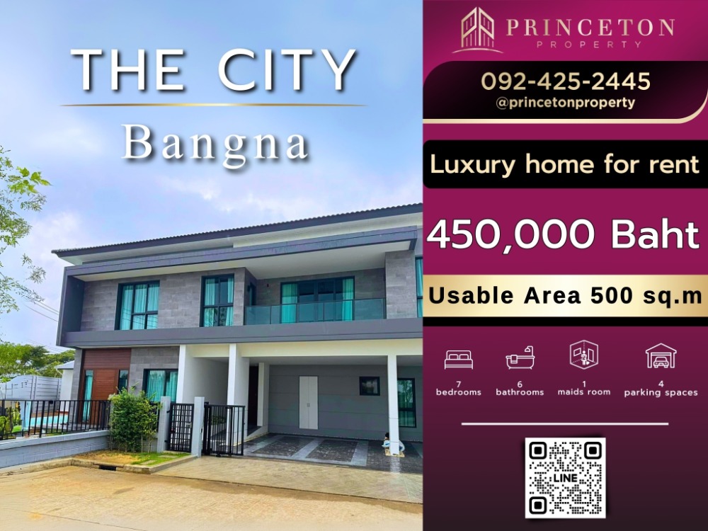 For RentHouseBangna, Bearing, Lasalle : Luxury pool villa for rent The City Bangna 📞092-4252445