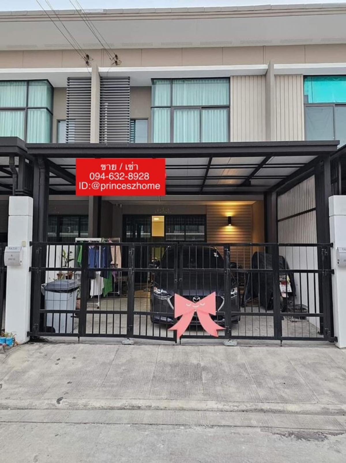 For RentTownhouseLadkrabang, Suwannaphum Airport : For rent: 2-storey townhouse 🏡 Patio On Nut-Motorway 🚩3 bedrooms, 2 bathrooms, 1 kitchen, 2 parking spaces