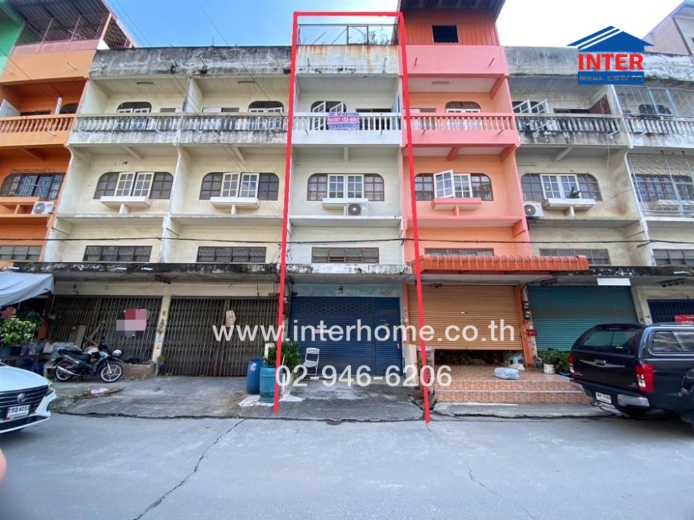 For SaleShophouseNawamin, Ramindra : Commercial building, 3.5 floors, 16 sq m. Commercial building, Soi Petchkasem 93, Petchkasem Road, Phutthasakorn Road, Krathum Baen, Samut Sakhon