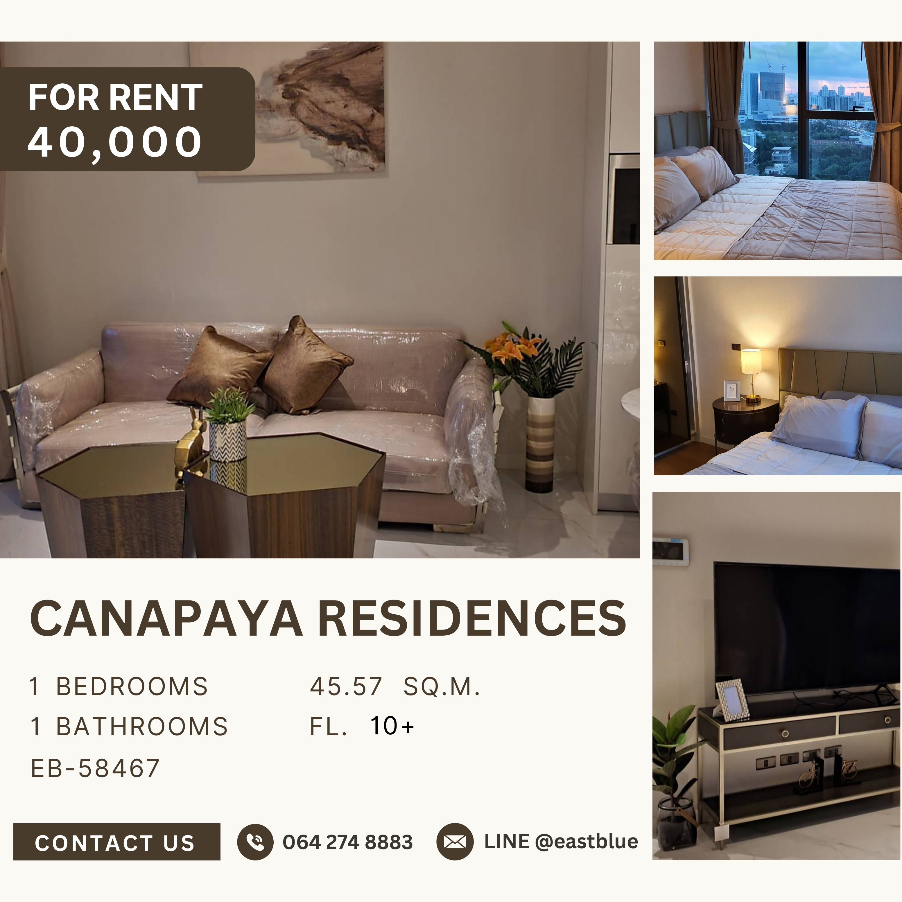 ให้เช่าคอนโดพระราม 3 สาธุประดิษฐ์ : Canapaya Residences, 1 bed, 40000 per month