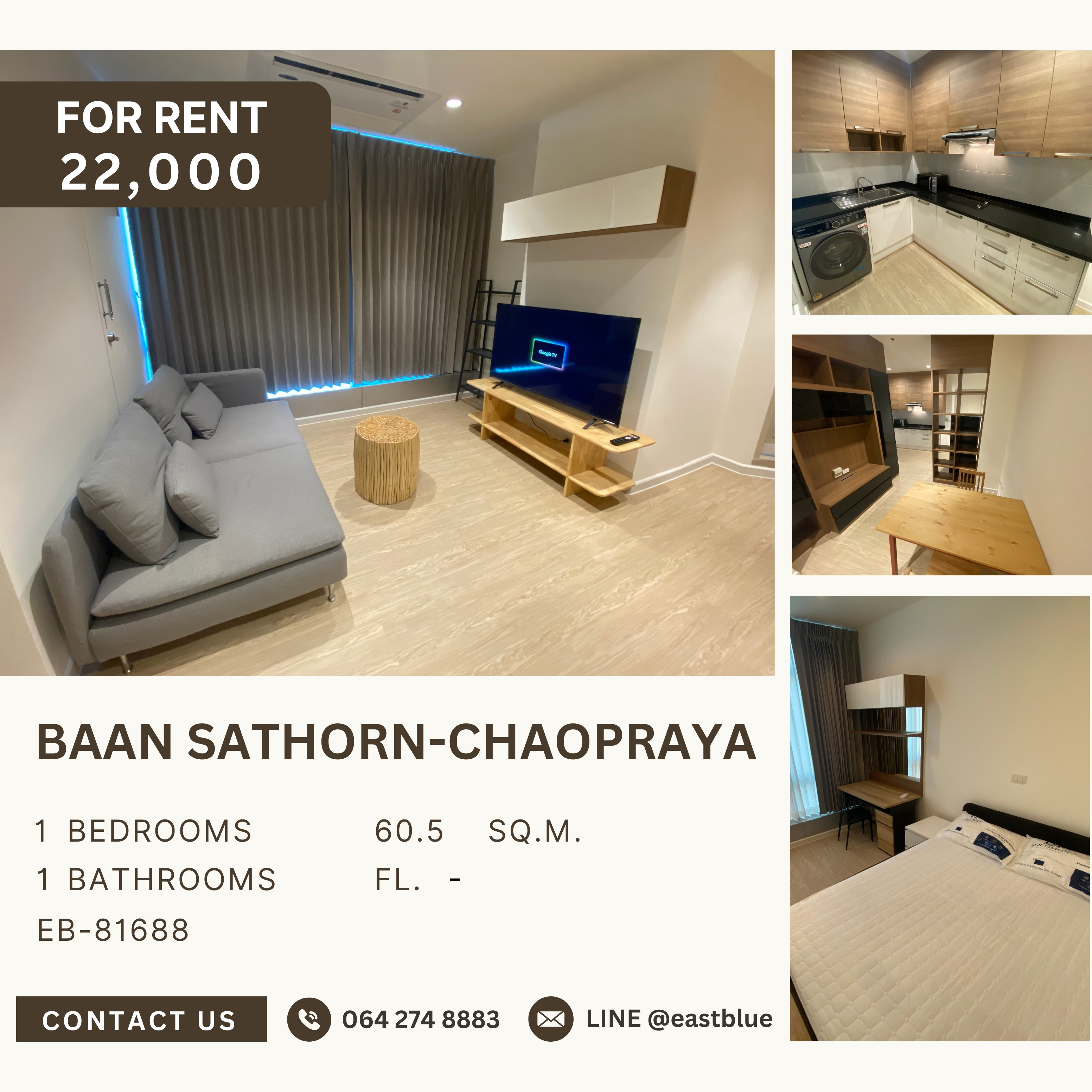 ให้เช่าคอนโดภูเก็ต : Baan Sathorn-Chaopraya, 1 bed, 22000 per month