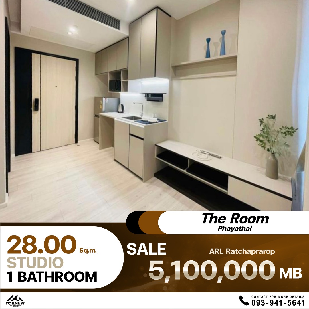 For SaleCondoRatchathewi,Phayathai : The Room Phayathai, near BTS, near ARL, high floor studio, beautiful view from every angle, complete every lifestyle in one room, feel like you are in the middle of Bangkok!