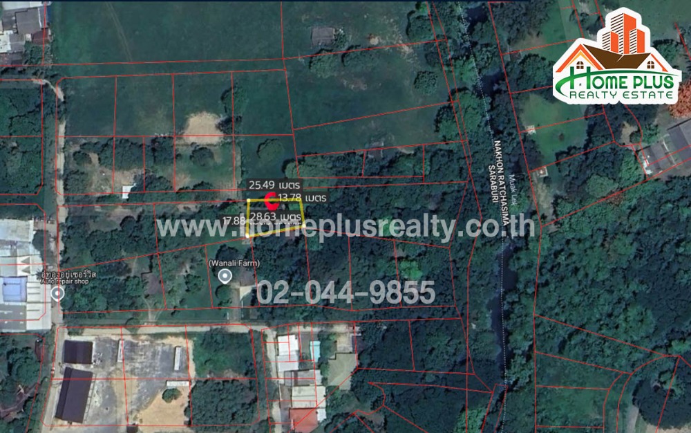 For SaleLandSaraburi : Land near the Muak Lek Paradise Resort Hotel, Muak Lek Subdistrict, Muak Lek District, Saraburi, area 112.9 square wa.