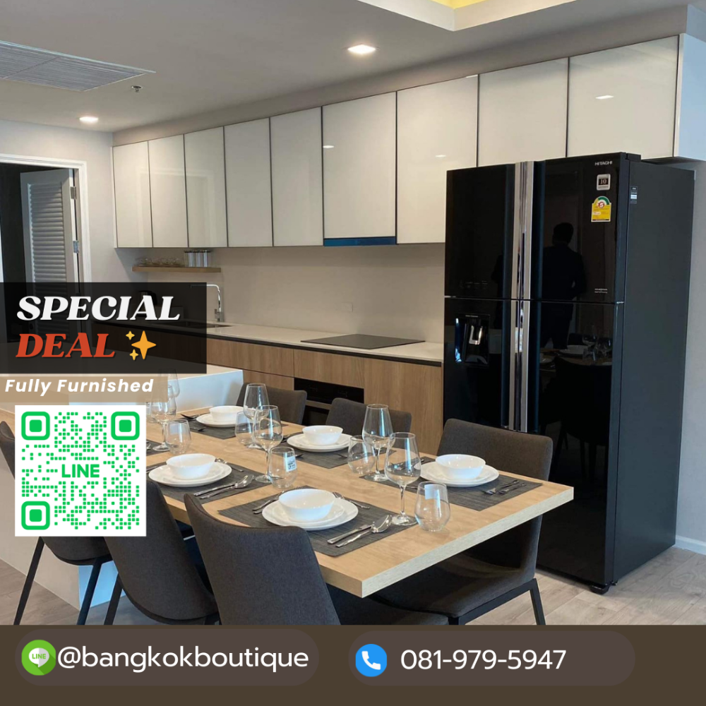 For RentCondoSukhumvit, Asoke, Thonglor : 🔥HOT Deal🔥Condo Next to BTS Ekkamai, 2 bedrooms, 3 bathrooms, size 130 sq m.