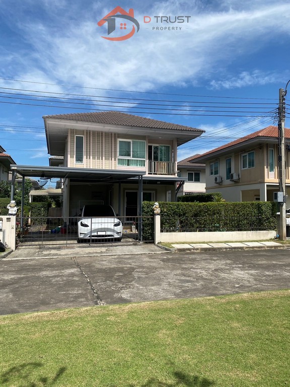 For RentHouseBangna, Bearing, Lasalle : Single house for rent with furniture, Kanasiri-Bangna Village, Km.26, Soi ABAC, ready to move in