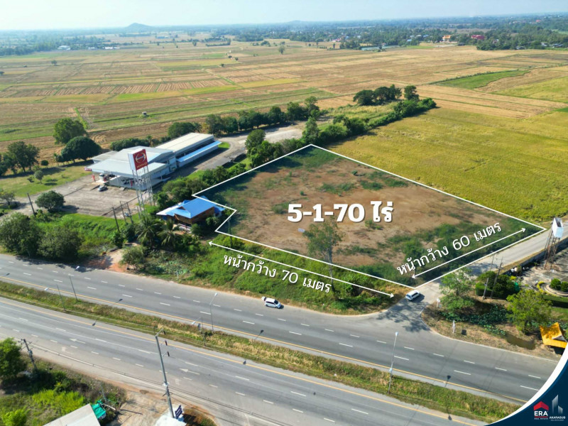 For SaleLandUttaradit : Land for sale, filled in, next to the main road, Asia Road, Muang District, Uttaradit