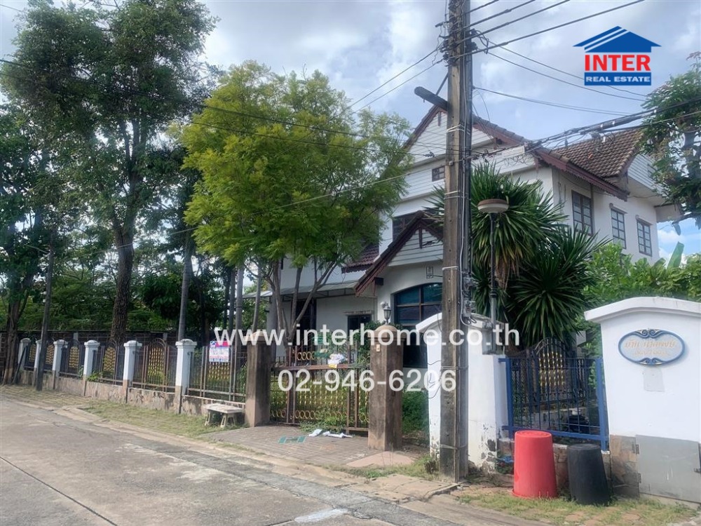 For SaleHouseKasetsart, Ratchayothin : 2-storey detached house, 93.4 sq.w., Nantawan Village, Khubon 27, near Fashion Island shopping mall, Soi Khubon 27, Intersection 13, Ram Intra Road, Bang Khen District, Bangkok