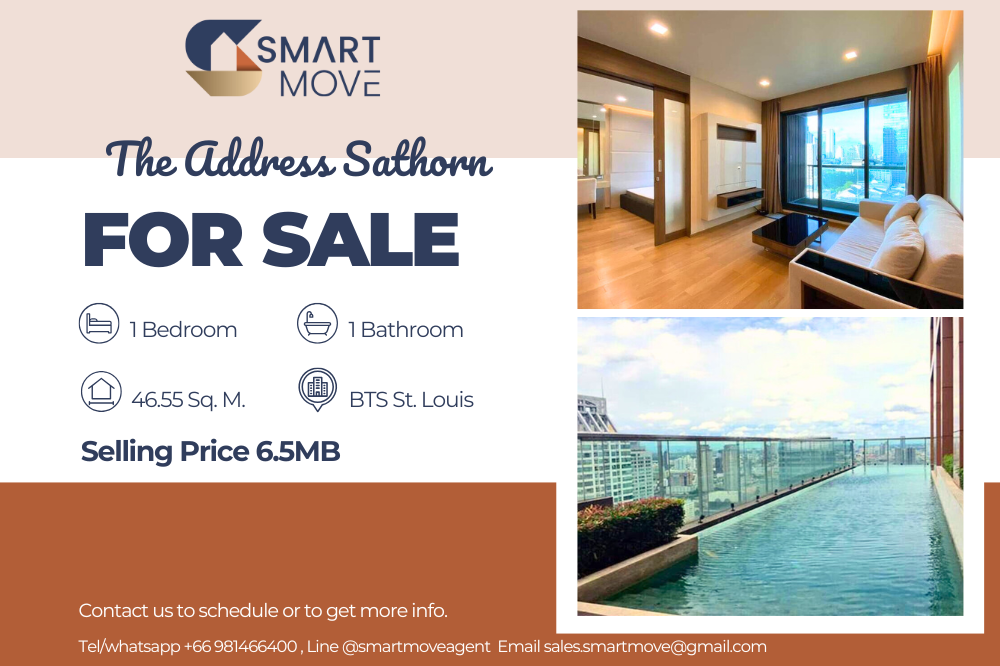 For SaleCondoSathorn, Narathiwat : 🔥FOR SALE !! 🔥Code C20221201391.......The Address Sathorn, 1 bedroom, 1 bathroom, East Facing, furnished, Special Deal!!📢📢