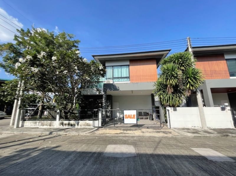 For SaleHouseMahachai Samut Sakhon : Single house The Park 2 (sample house) size 51.9 sq w, corner house, beginning of project, Bang Krachao Subdistrict, Mueang District, Samut Sakhon Province