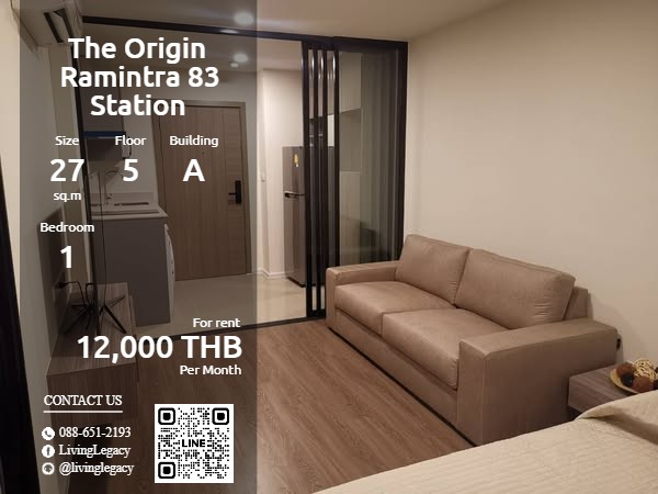 ให้เช่าคอนโดนวมินทร์ รามอินทรา : undefined ให้เช่าคอนโด The Origin Ramintra 83 Station 27 ตร.ม. ชั้น 5 ตึก A line id : @livinglegacy