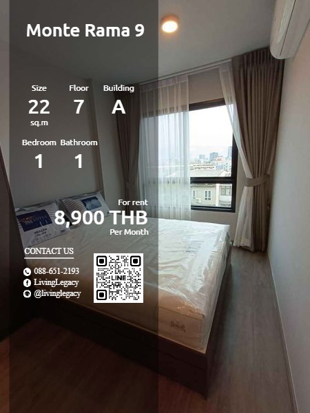 For RentCondoRama9, Petchburi, RCA : undefined Condo for rent Monte Rama 9 22 sq m. 7th floor, Building A line id : @livinglegacy