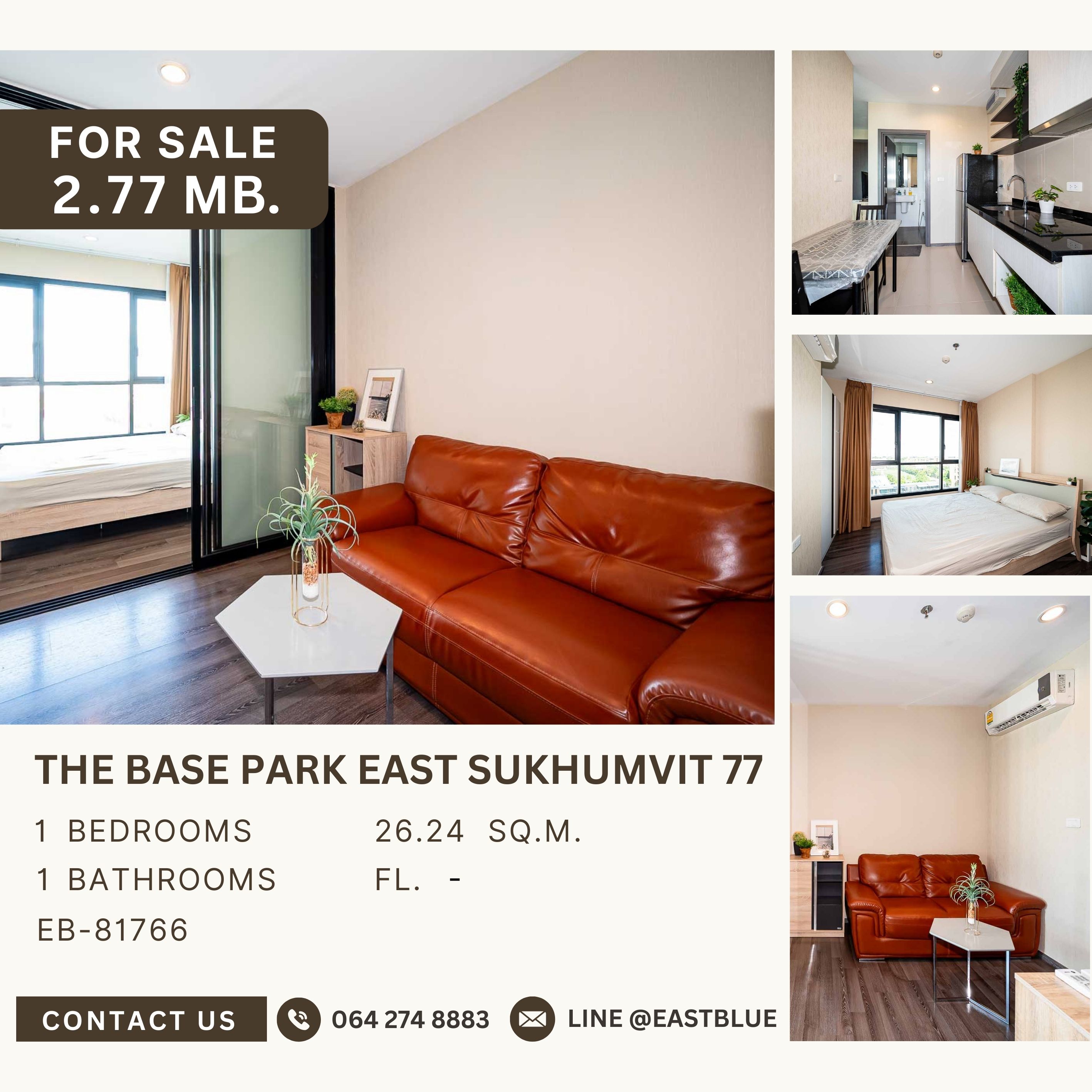 ขายคอนโดอ่อนนุช อุดมสุข : The Base Park East Sukhumvit 77 ห้องสวย น่าอยู่ สภาพดี วิวโล่ง ทำเลดี สะดวกสบาย เลขห้องสวย ราคาดีมาก