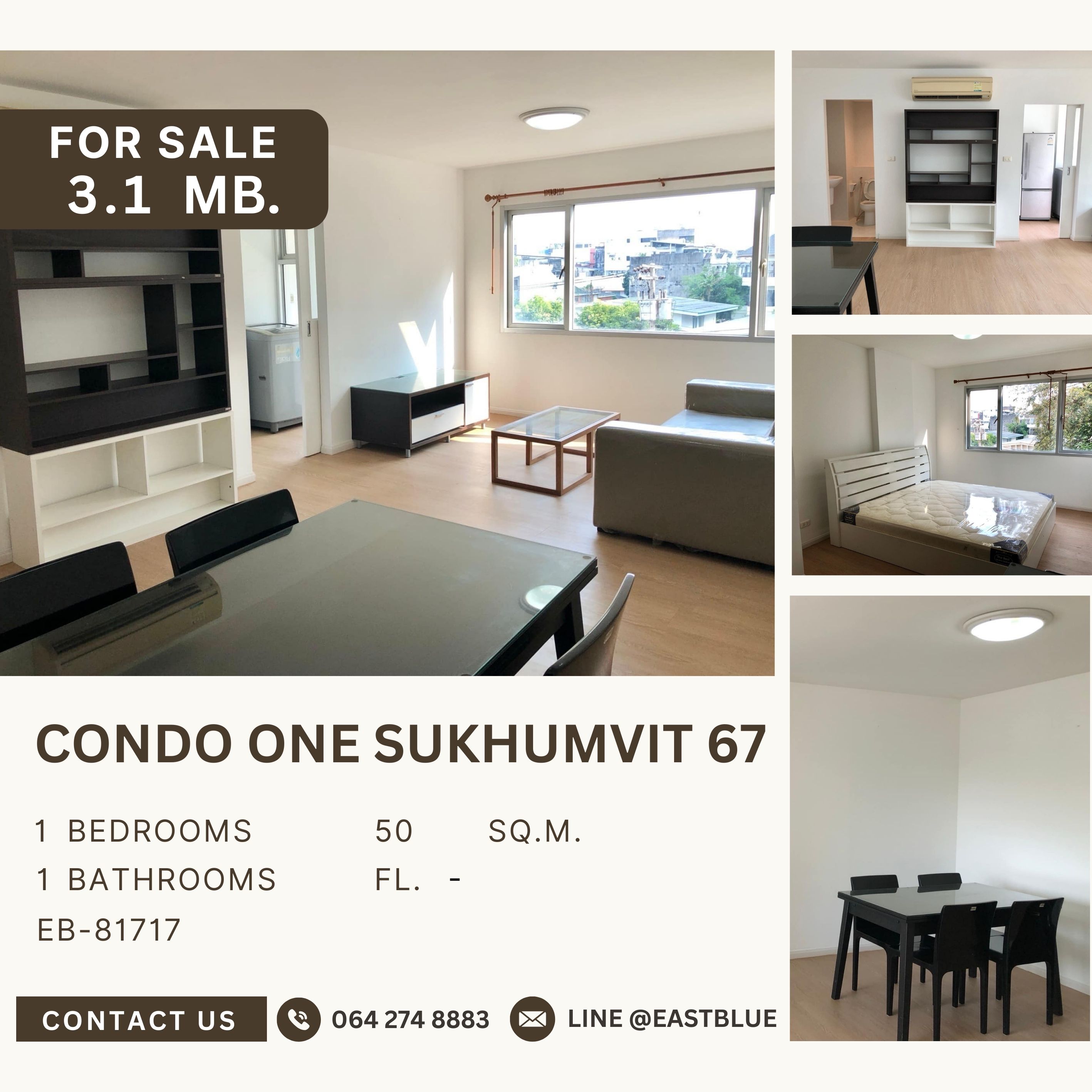 ขายคอนโดอ่อนนุช อุดมสุข : Condo One Sukhumvit 67 ที่สุดของความคุ้มค่า ได้ห้องใหญ่ ในราคาต่อ ตร.ม. หกหมื่น เดินไปบีทีเอสพระโขนงได้ ปากซอยมี tops 3.1 ลบ.