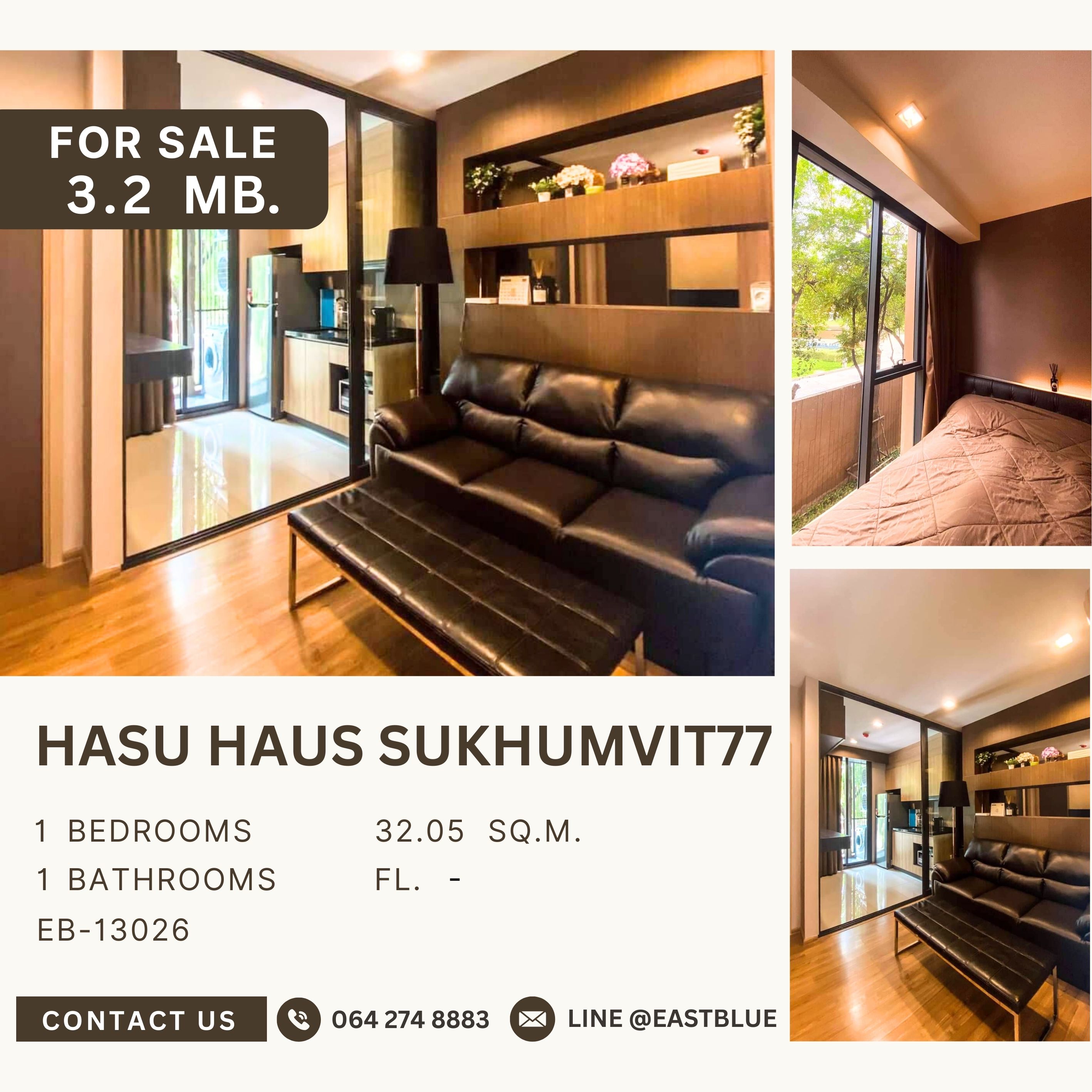 ขายคอนโดอ่อนนุช อุดมสุข : Hasu Haus ราคาดีที่สุดในโครงการ บิ้วอินจัดเต็ม ใกล้โรงเรียนนานาชาติ Bangkok Prep 3.2 MB.