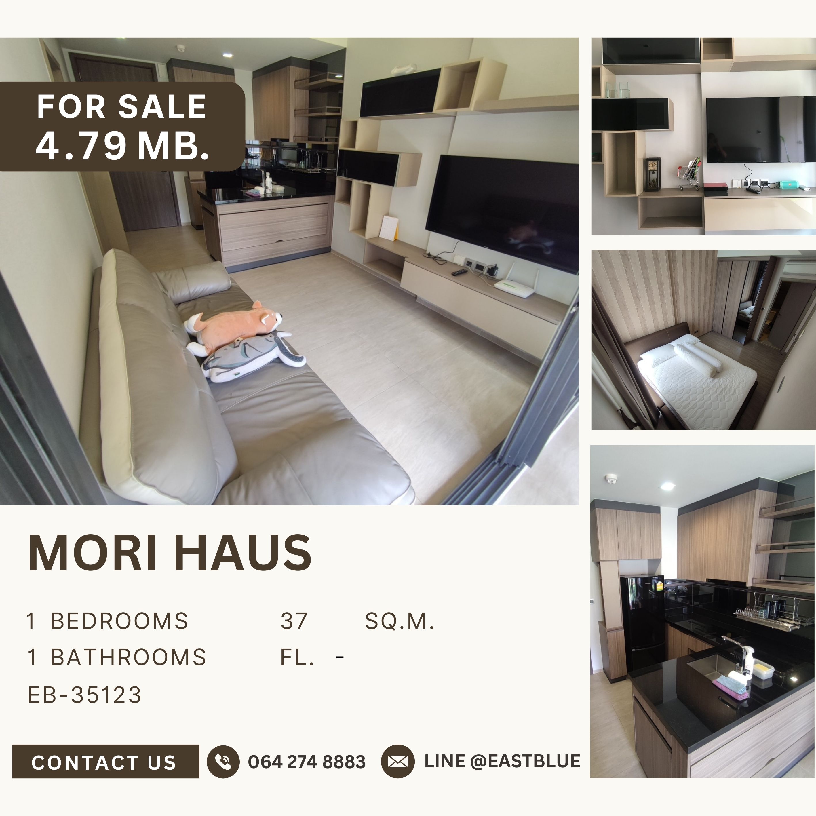 For SaleCondoOnnut, Udomsuk : ขาย Mori Haus คอนโดหรู สไตล์รีสอร์ท ในT77 community ห้องสวย วิวดีมาก 4.79 ลบ.