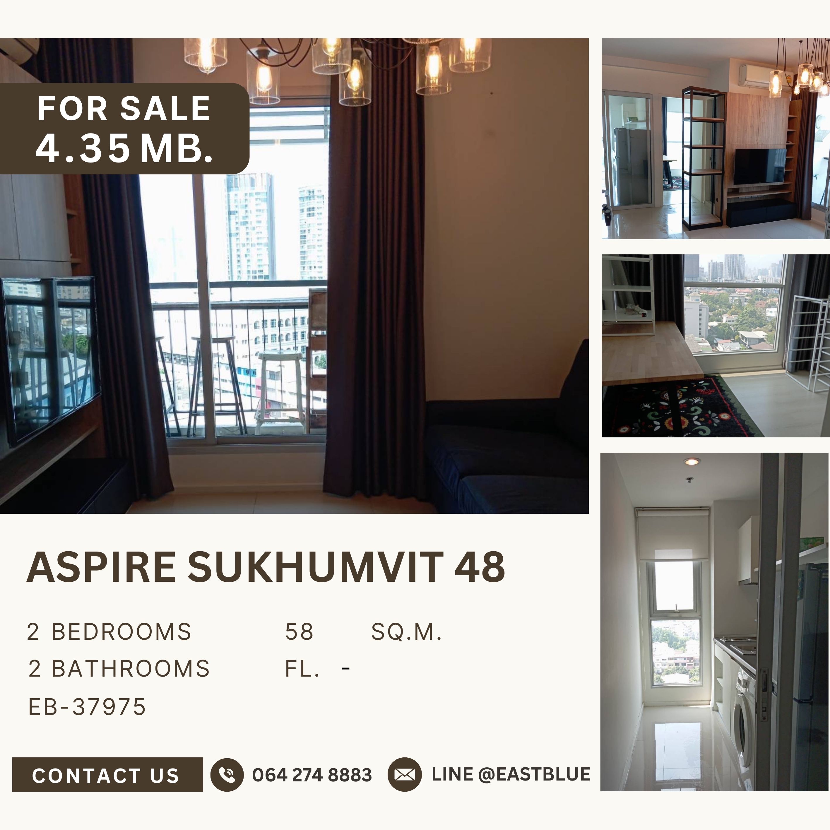 ขายคอนโดอ่อนนุช อุดมสุข : Aspire Sukhumvit 48 ห้องมุม วิวโล่ง ใกล้ BTS พระโขนง ราคาดีที่สุดในตลาด 4.35 MB.