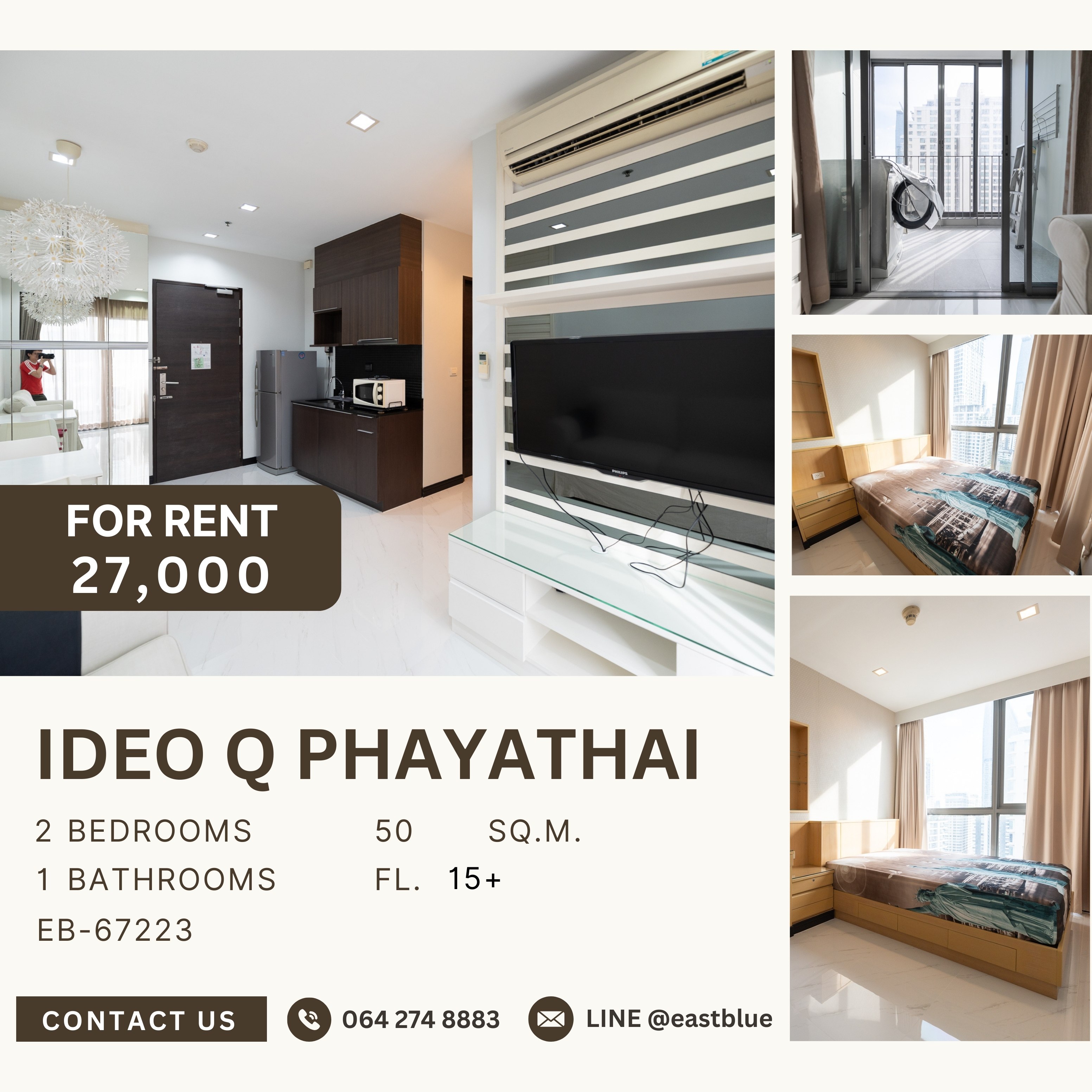 For RentCondoRatchathewi,Phayathai : Ideo Q Phayathai, 2 bed, 27000 per month