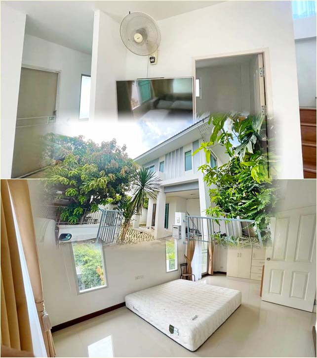 For RentHousePathum Thani,Rangsit, Thammasat : The cheapest in the world Lotus Wat Phrai Fa 2.7 km. For rent 2-storey house corner house WatPhraiFa