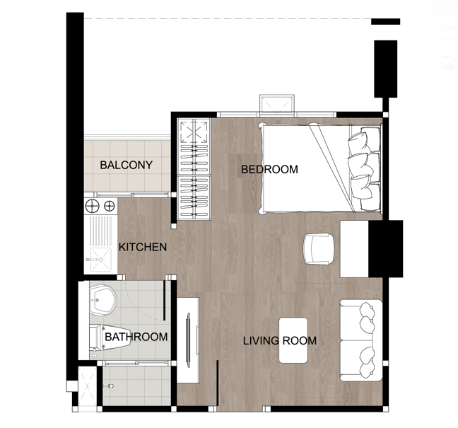 Sale DownCondoThaphra, Talat Phlu, Wutthakat : Down payment for sale, Regent Wutthakat, wide front room, special unit