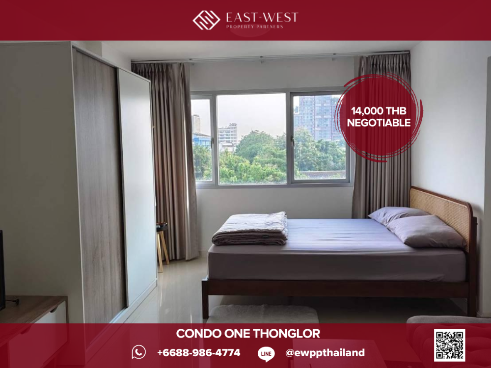 For RentCondoSukhumvit, Asoke, Thonglor : ✨🔥 Condo One Thonglor 🔥✨ Affordable Studio Condo 🛏 1 Bed (Studio), 31 sq.m, Price Negotiable! - Prime Thonglor Location