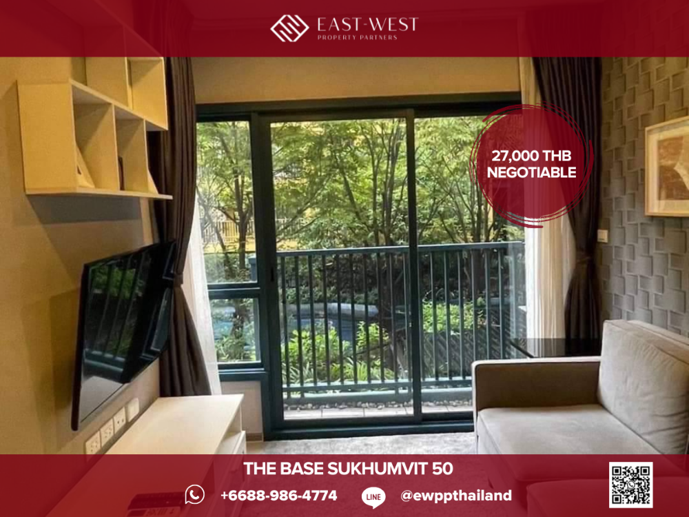 For RentCondoOnnut, Udomsuk : ✨🔥 The Base Sukhumvit 50 🔥✨ Modern 2 Bedroom Condo 🛏 2 Bed, 🛁 2 Bath, 46 sq.m, Price Negotiable! - Prime Sukhumvit Location