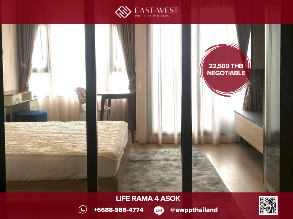 For RentCondoKhlongtoei, Kluaynamthai : ✨🔥 Life Rama 4 - Asoke 🔥✨ Modern Studio Condo 🛏 1 Bed (Studio), 27 sq.m, Price Negotiable! - Prime Rama 4 Location