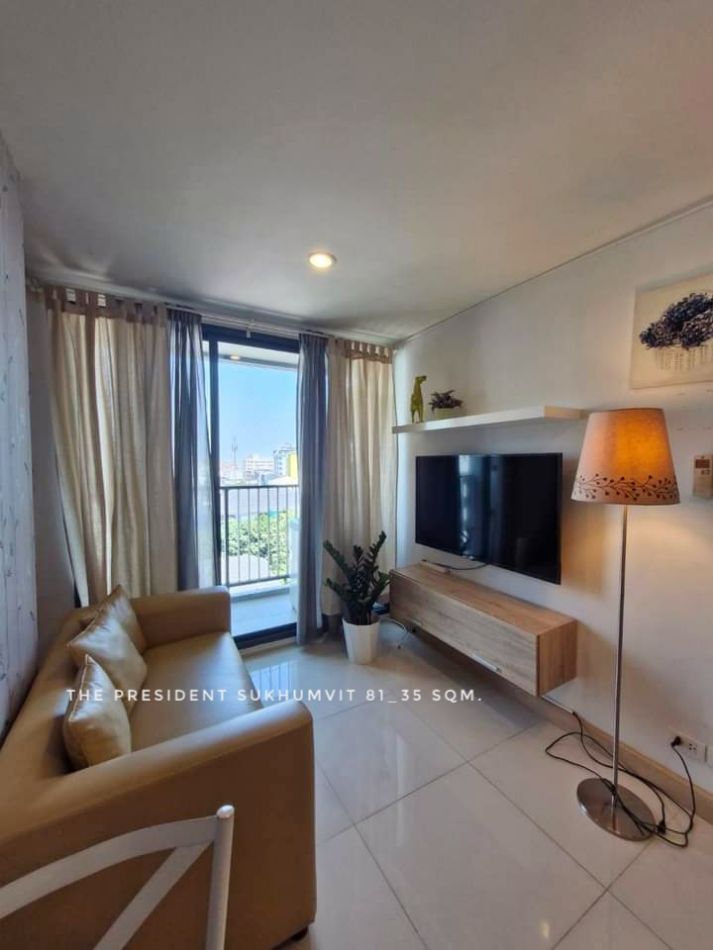 For RentCondoOnnut, Udomsuk : Condo for rent, condo near BTS On Nut, swimming pool floor, Building B, 1 bedroom, The President Sukhumvit 81, 35 sq m., very convenient for traveling in and out of the city.