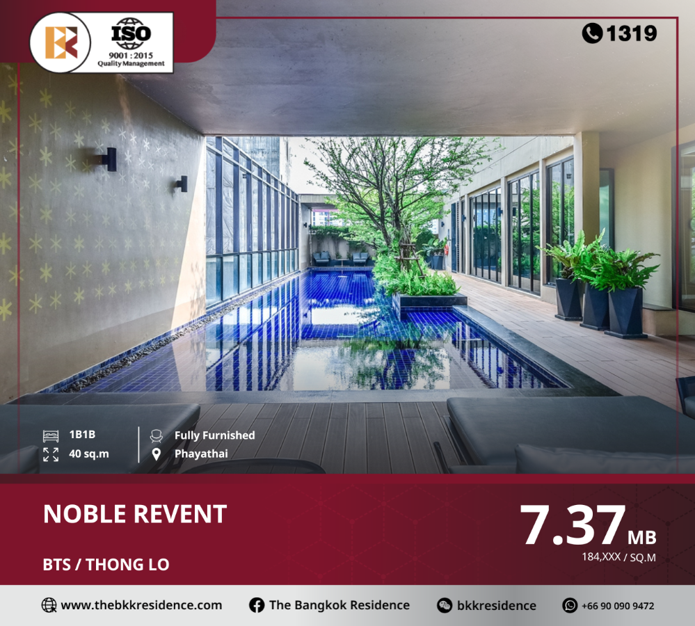 For SaleCondoSukhumvit, Asoke, Thonglor : Beautiful room at noble revent, near bts phaya thai