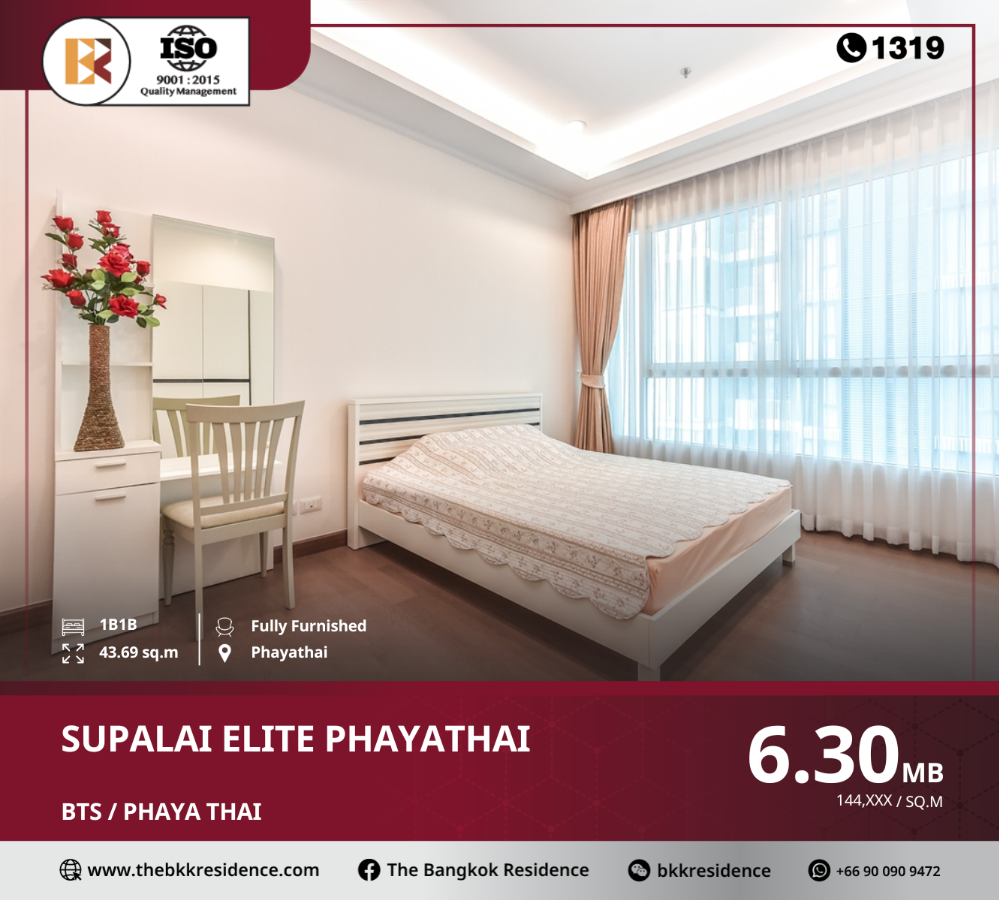 For SaleCondoRatchathewi,Phayathai : Prime location at supalai elite phayathai, near bts phaya thai