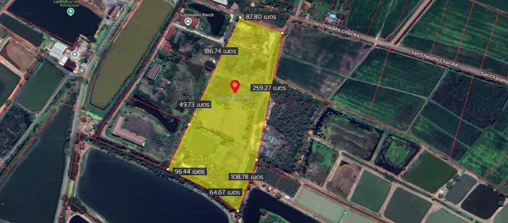 For SaleLandChachoengsao : Land for sale, area 27 rai 375 sq m, Mueang District, Chachoengsao