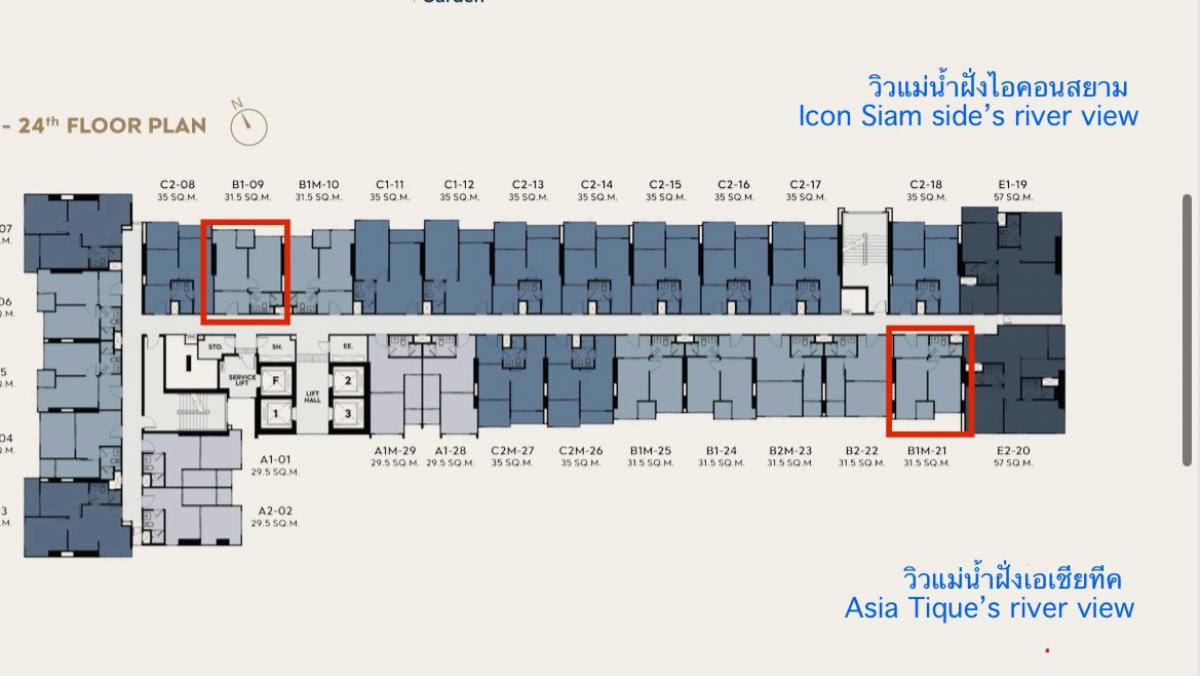 Sale DownCondoWongwianyai, Charoennakor : The owner sells it himself: Life Charoen Nakhon-Sathorn, high floor room, river view on both sides, both Icon and Asiatique.