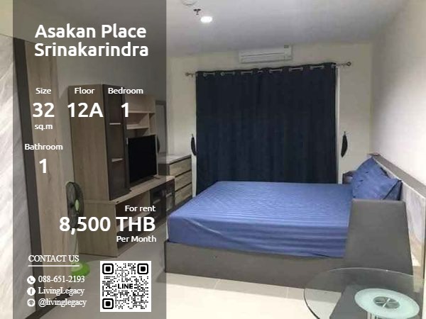 For RentCondoPattanakan, Srinakarin : SNY2Z9 Condo for rent Asakan Place Srinakarindra 32 sq m. Floor 12A line id : @livinglegacy