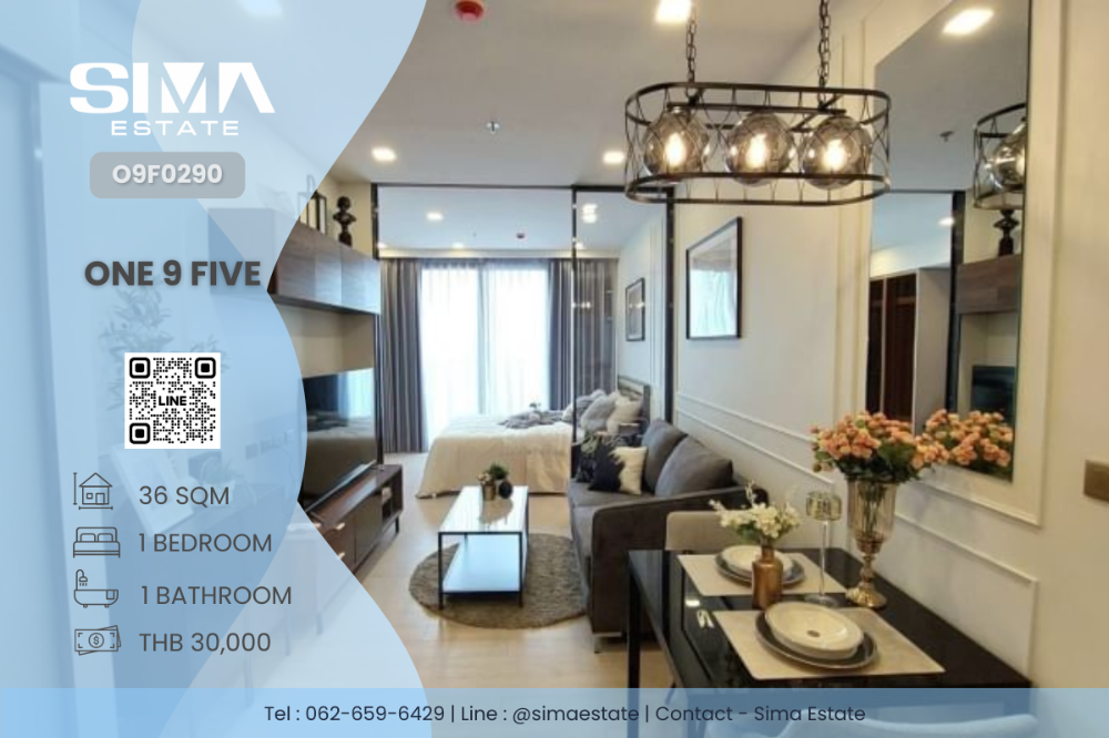 For RentCondoRama9, Petchburi, RCA : For rent ☁️One 9 Five☁️Beautiful room, well decorated, high floor 30+☀️