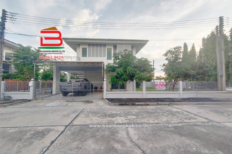 For SaleHousePathum Thani,Rangsit, Thammasat : Single house, Phatrida Villa Village (Soi Wat Nong Prang), area 63.6 square wah, near Wat Nong Prang, Bangkok-Pathum Thani Road, Bang Duea Subdistrict, Mueang Pathum Thani District, Pathum Thani Province