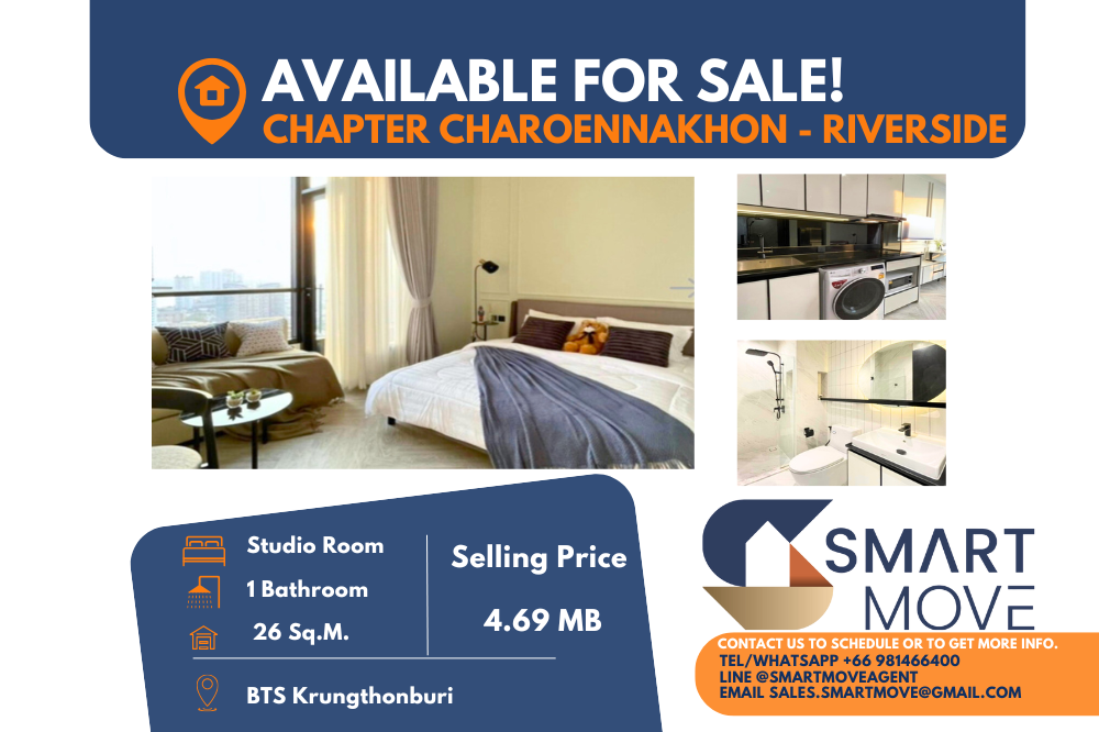 For SaleCondoWongwianyai, Charoennakor : 🔥🔥Code C20240100002....Chapter Charoennakhon - Riverside sale with tenant, Studio room, 1 bathroom, high floor, furnished, Special Deal!!🔥🔥