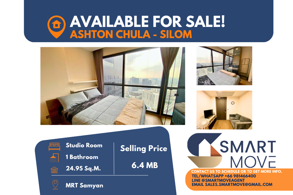 For SaleCondoSiam Paragon ,Chulalongkorn,Samyan : 🔥🔥FOR SALE !! 🔥🔥Code C20241100066.......Ashton Chula - Silom, Studio room, 1 bathroom,  City view, high floor 46+, furnished, Special Deal!! 📣📣