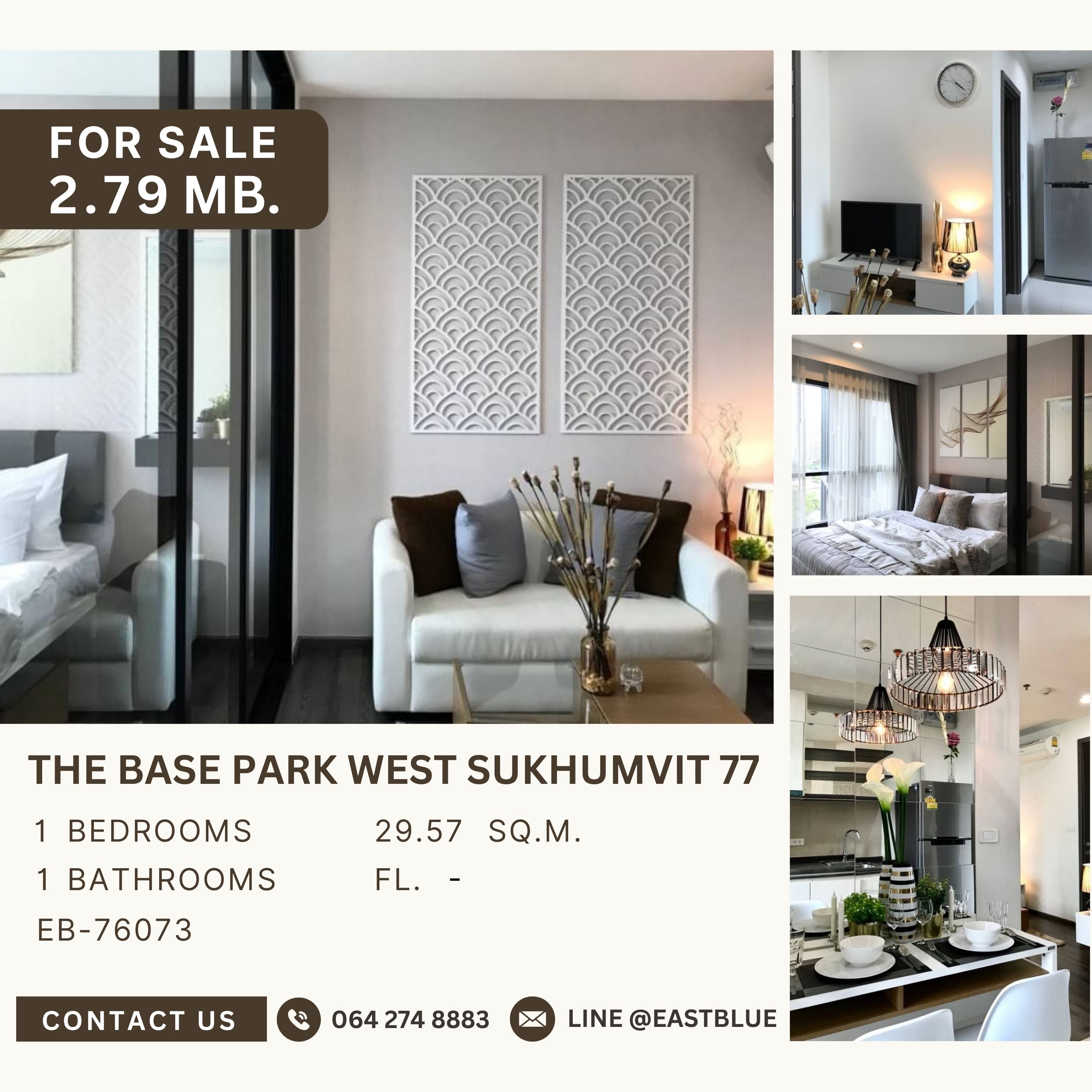 For SaleCondoOnnut, Udomsuk : The Base Park West Sukhumvit 77, you can live in it yourself, it's good to rent it out. You can't find a good price like this anywhere else. Buy now.