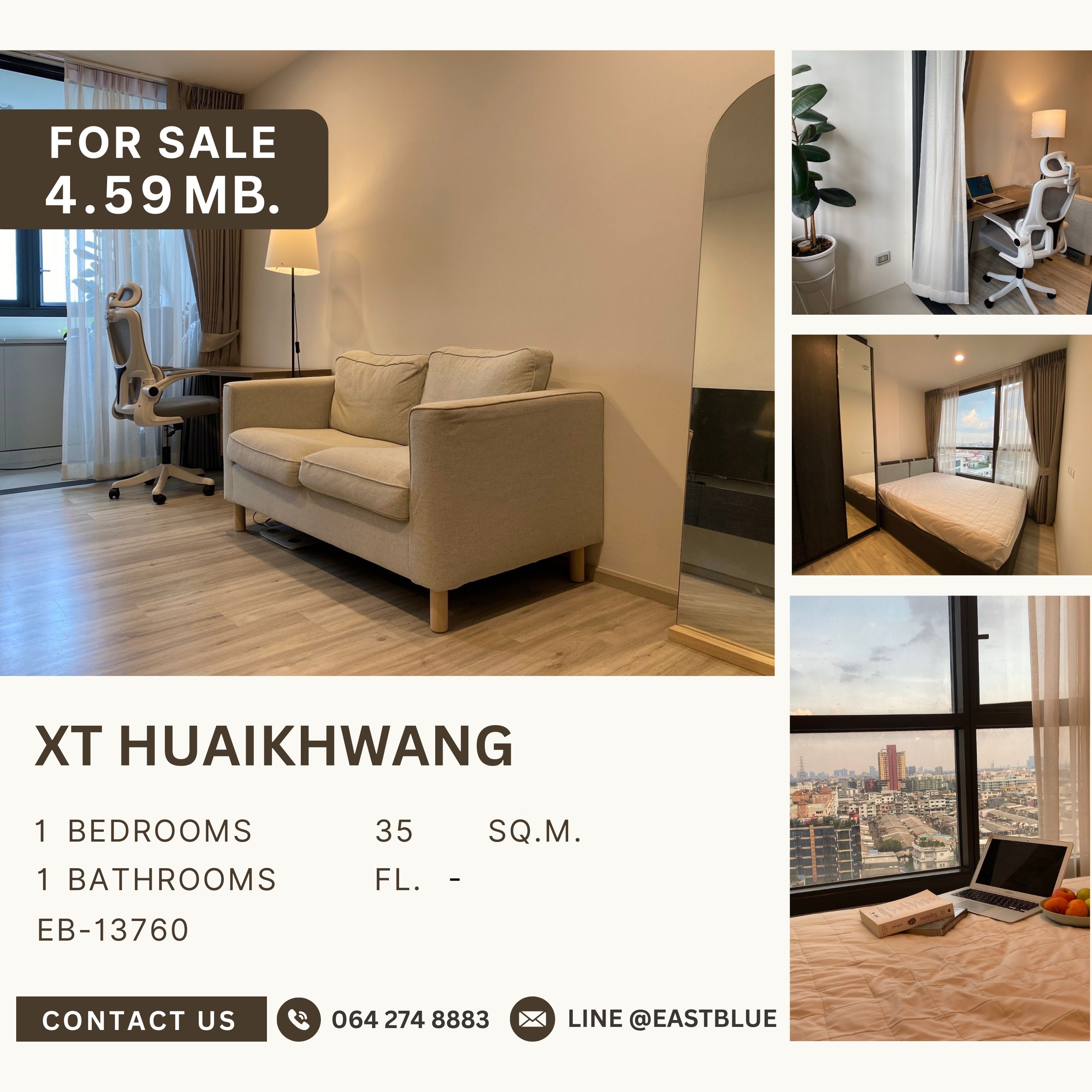 For SaleCondoRatchadapisek, Huaikwang, Suttisan : XT Huaikhwang, beautiful room, cheap price, complete with furniture and electrical appliances.