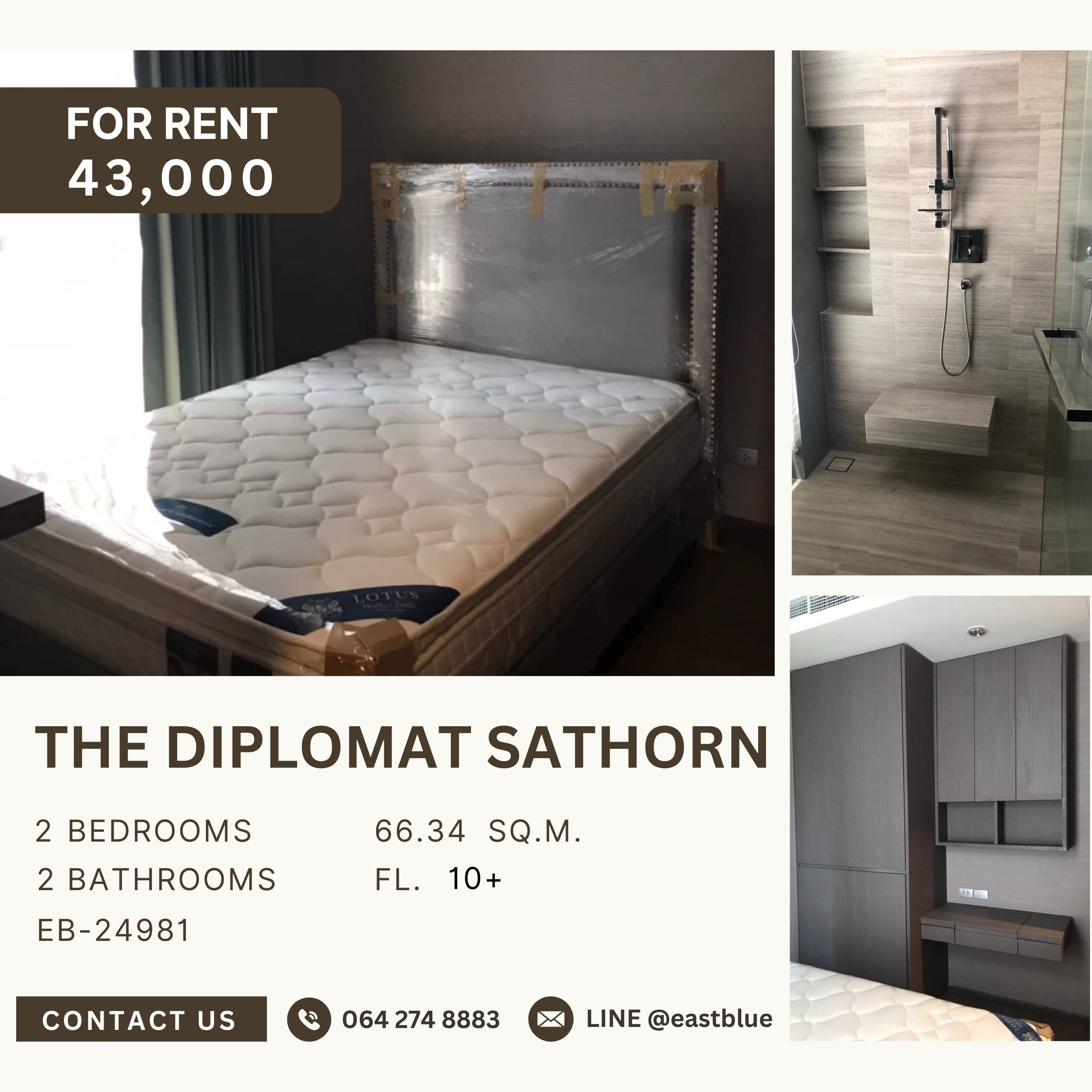 For RentCondoSathorn, Narathiwat : The Diplomat Sathorn, 2 bed, 43000 per month