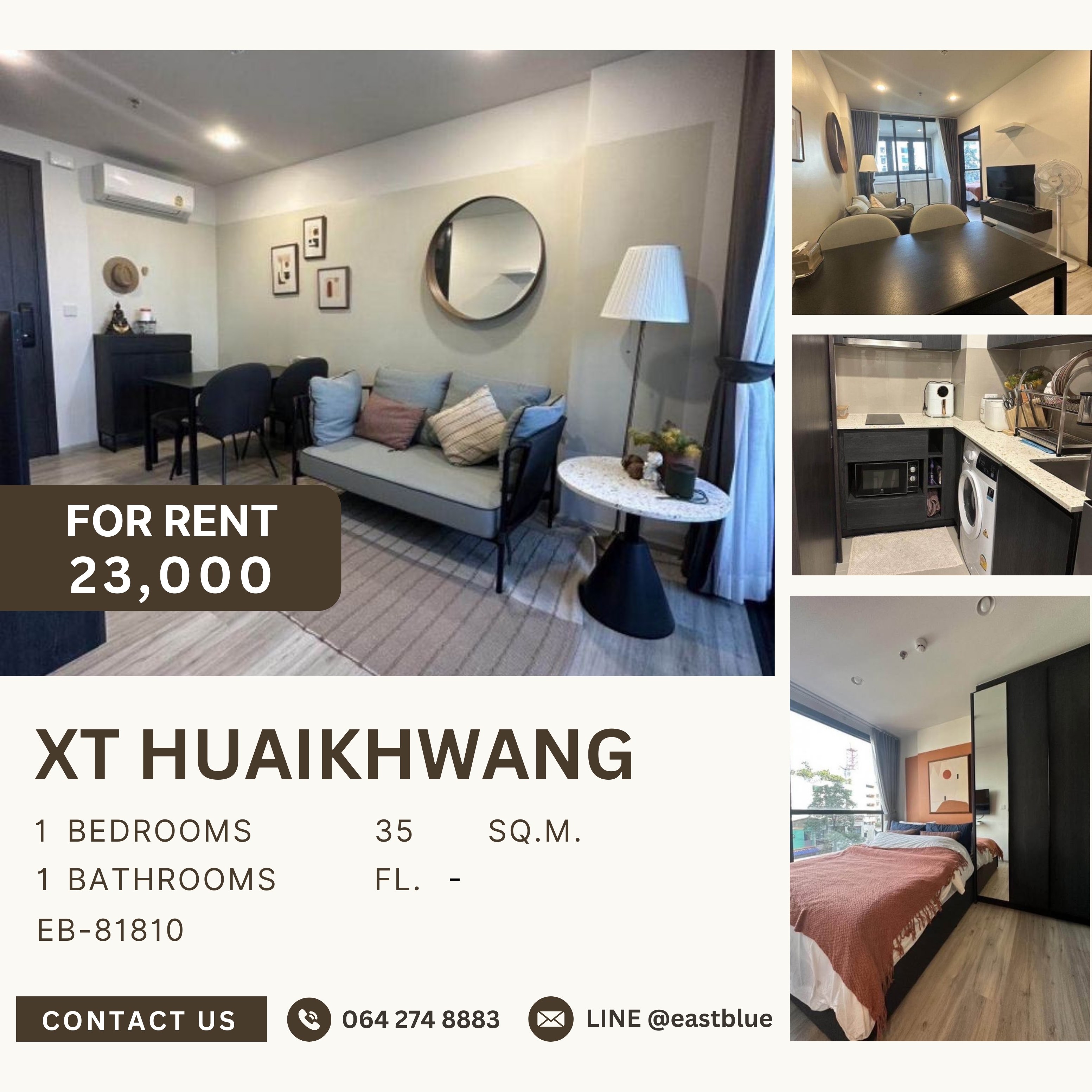 For RentCondoRatchadapisek, Huaikwang, Suttisan : XT Huaikhwang, 1 bed, 23000 per month