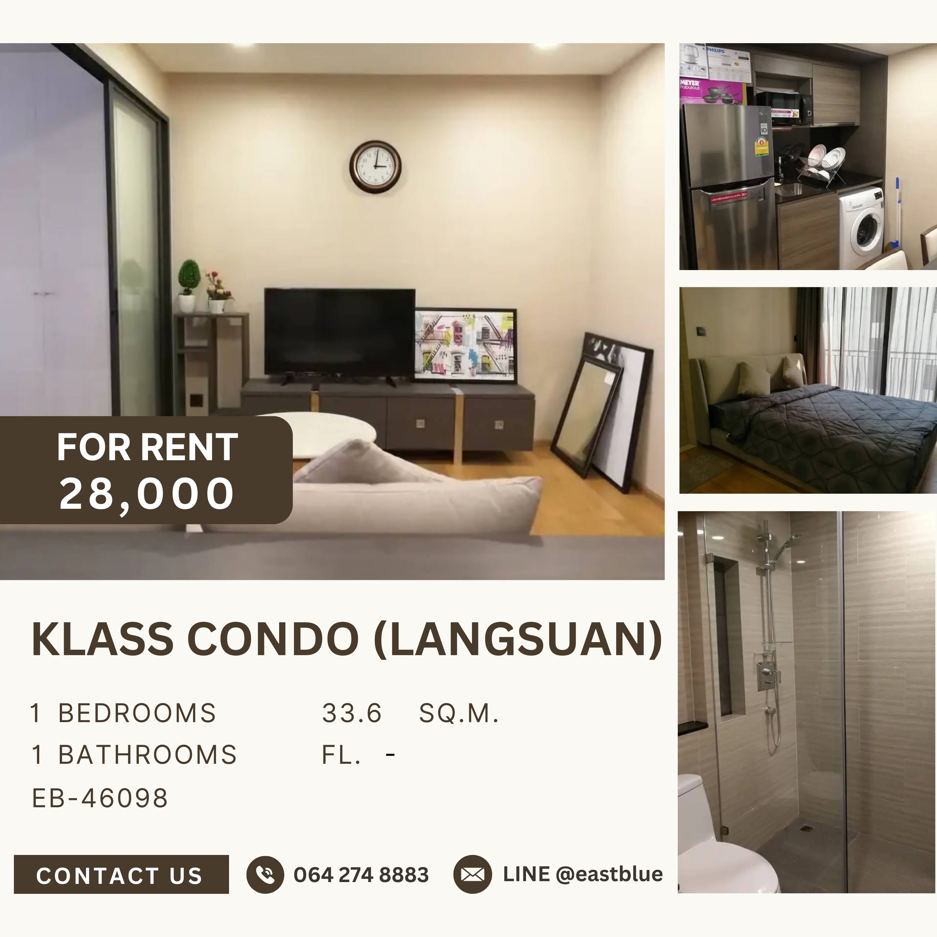 ให้เช่าคอนโดพัฒนาการ ศรีนครินทร์ : Klass Condo (Langsuan), 1 bed, 28000 per month