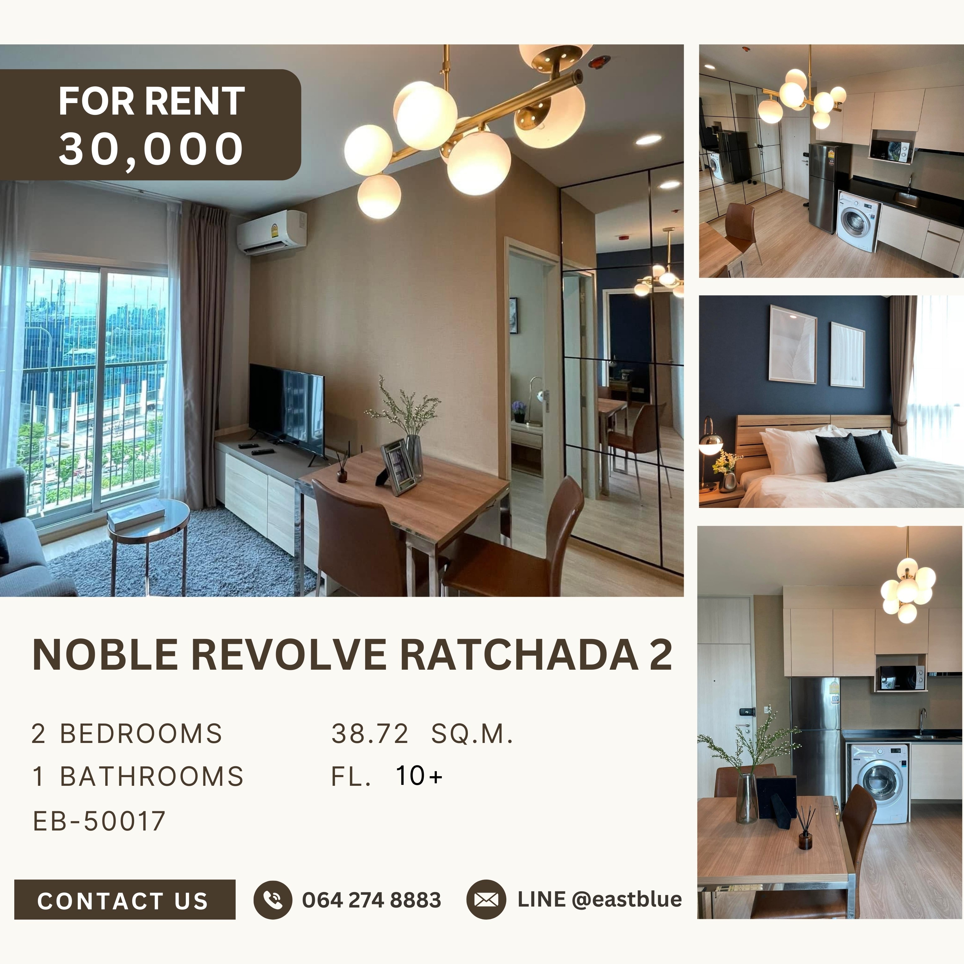 For RentCondoRatchadapisek, Huaikwang, Suttisan : Noble Revolve Ratchada 2, 2 bed, 30000 per month