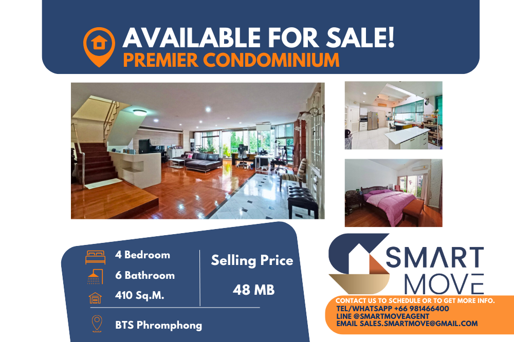 For SaleCondoSukhumvit, Asoke, Thonglor : 🔥FOR SALE !! Rare Item !!! 🔥Code C20241100058.......Premier Condominium, 4 bedrooms, 6 bathrooms, Duplex Penthouse, furnished, Special Deal!!📢📢