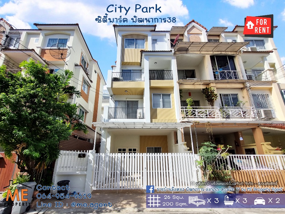 For RentTownhouseOnnut, Udomsuk : For rent, 4-storey townhouse, City Park Village, Phatthanakan 38, newly renovated, luxurious design, spacious usable area, ready to move in immediately, convenient transportation, near Ekkamai-Thonglor-Sukhumvit, call 085-161-9569 (RTR12-26)