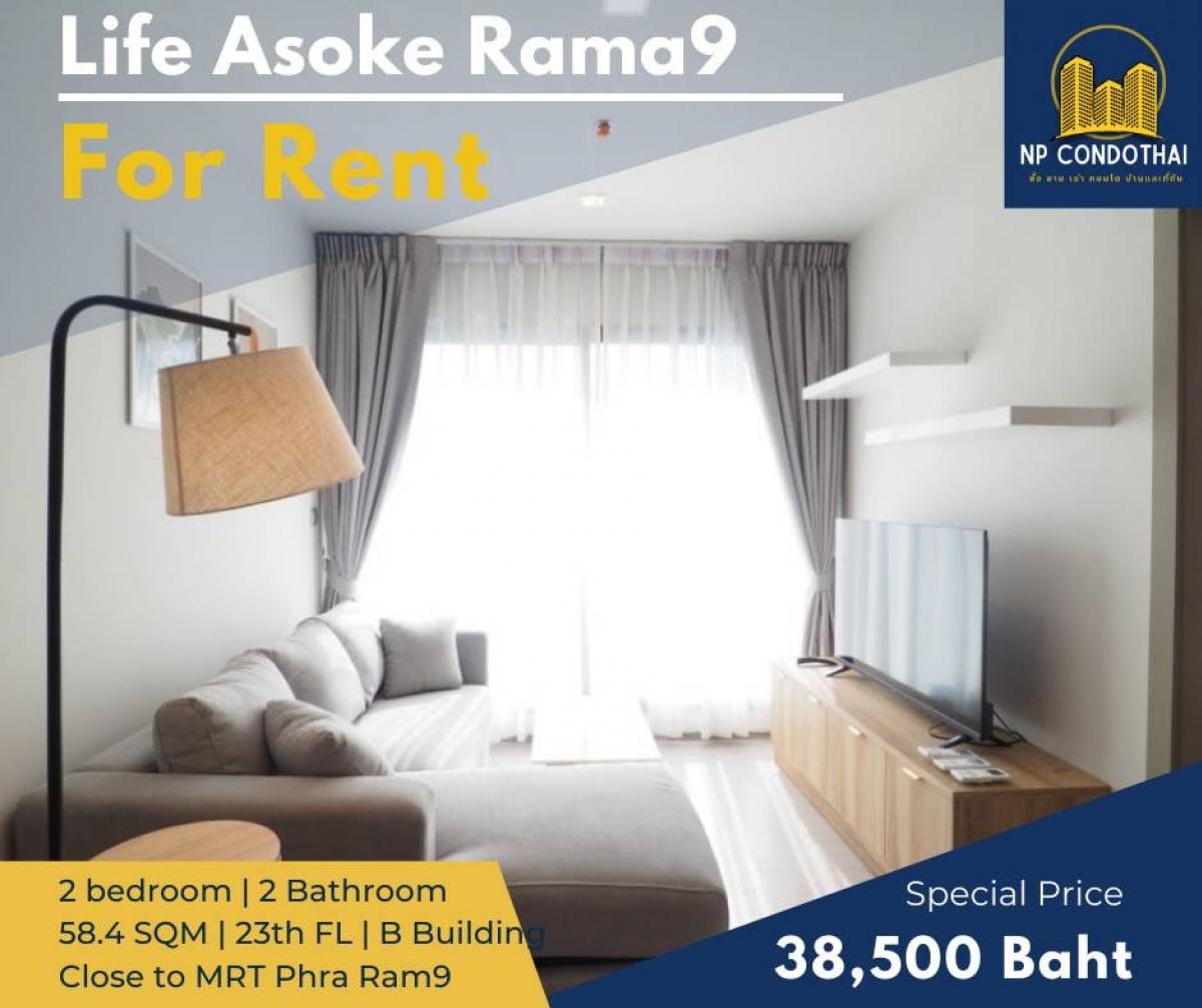 For RentCondoRama9, Petchburi, RCA : 🔥Hot deal🔥 Life Asoke Rama 9 PN-000048289 for rent Fully furnished special price 38,500.-